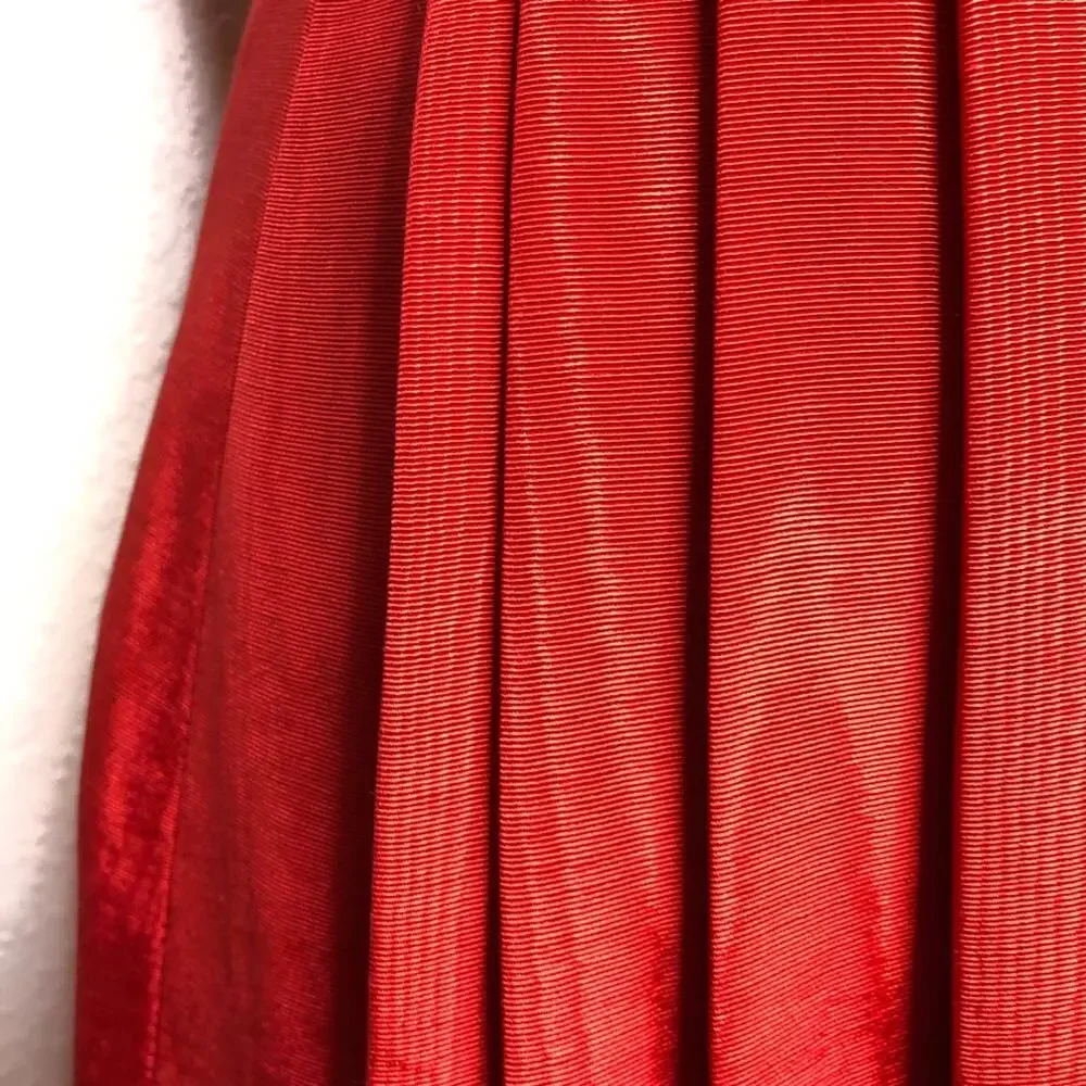 Vintage red silk pleated gathered strapless formal dress size 6